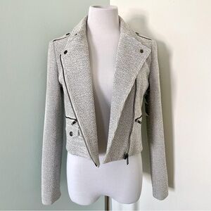 NWT Banana Republic Black & White Asymmetrical Zip Moto Jacket Size 6P